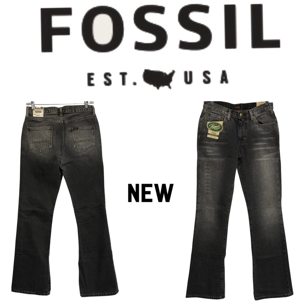 Fossil Brand Starfire Black Acid Low rise flare Ez zip fly Sz 2 Reg. NWT
